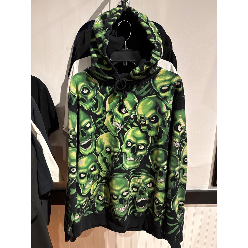 Supreme Skull Pile Hooded Sweatshirt Green Black SS18 Mens Large Hoodie